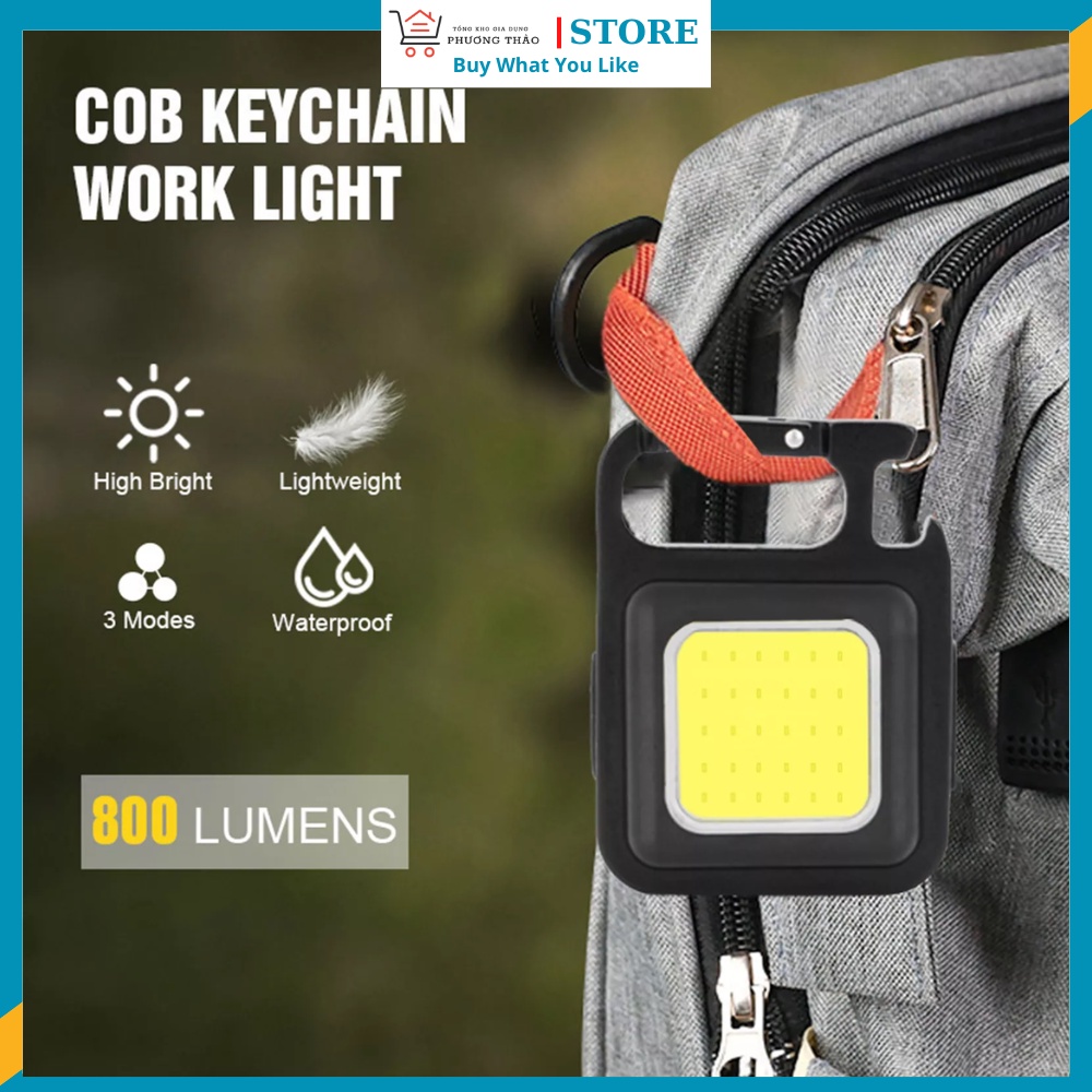 Móc khóa đèn pin 3 chế độ cob