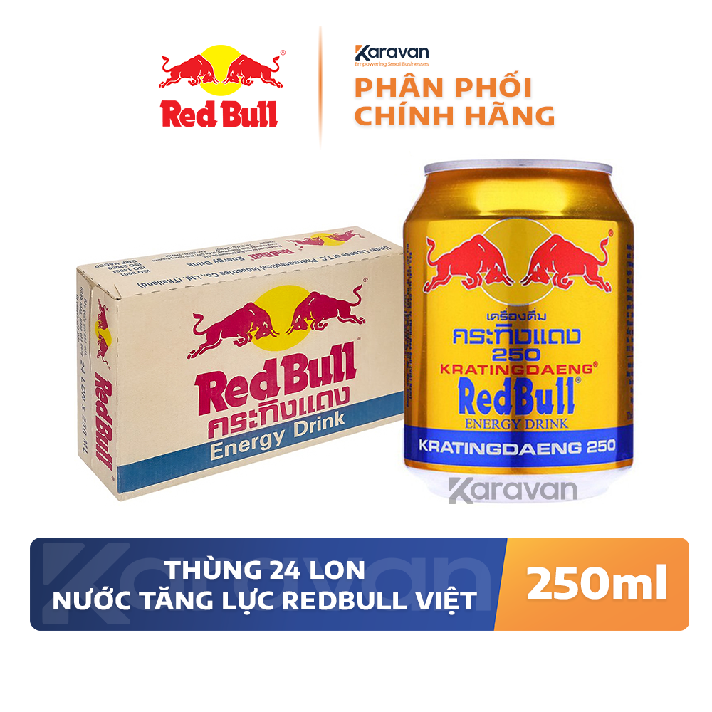 Nước tăng lực Redbull Bò húc Việt lon 250ml - Thùng 24 lon