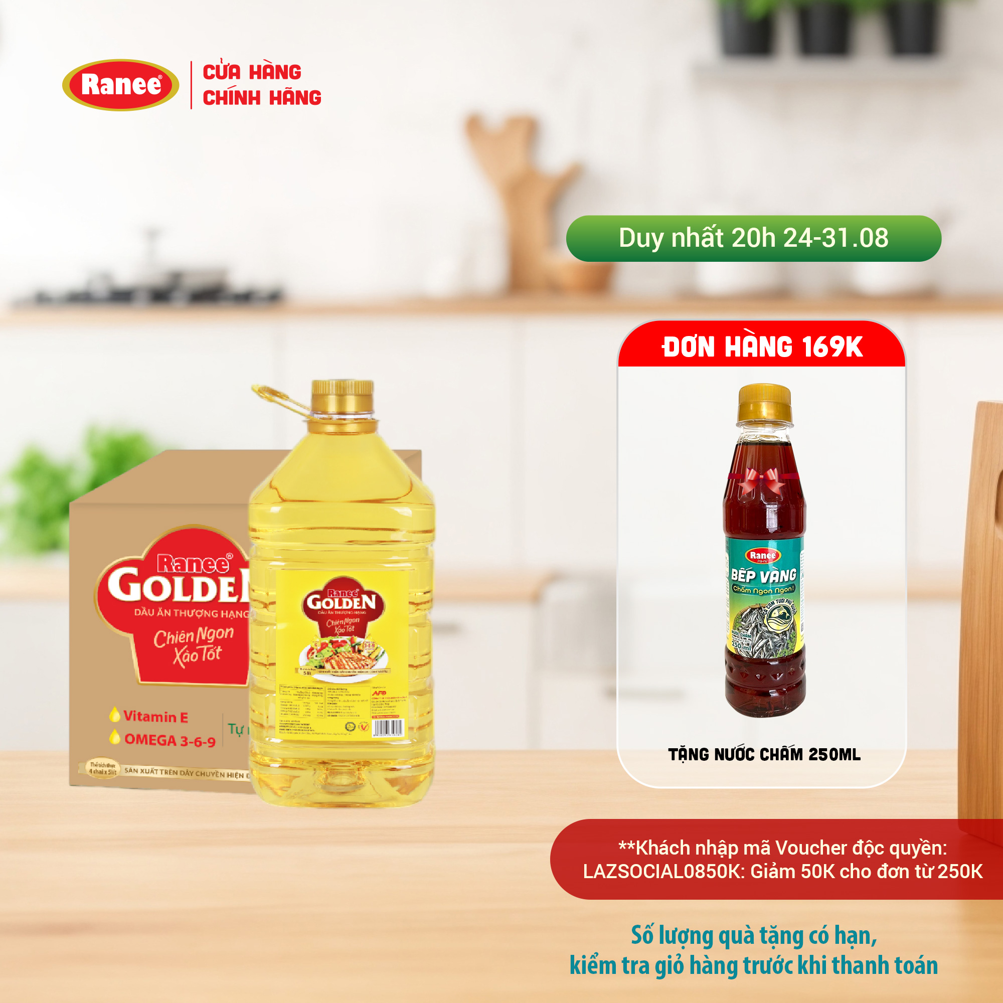 Thùng dầu ăn Ranee Golden 5 lít