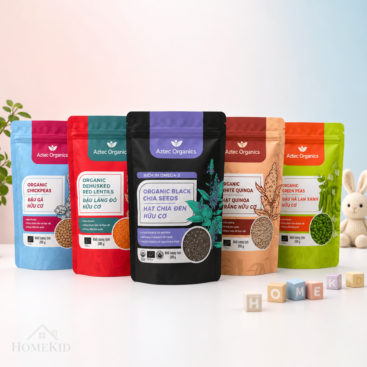 Hạt Hữu Cơ Nhập Khẩu - Hạt Chia Đen Diêm Mạch Quinoa Trắng Các Loại Đậu Dinh Dưỡng Cao Cấp