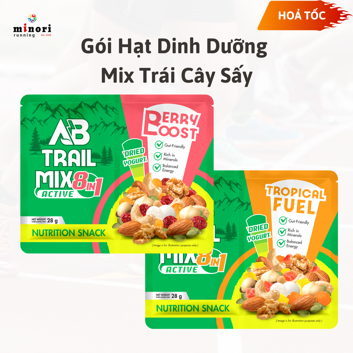 Túi hạt dinh dưỡng AB Trail Mix trái cây sấy Gói Năng Lượng 28g hạt dinh dưỡng lành mạnh Cho Người Chơi Thể Thao
