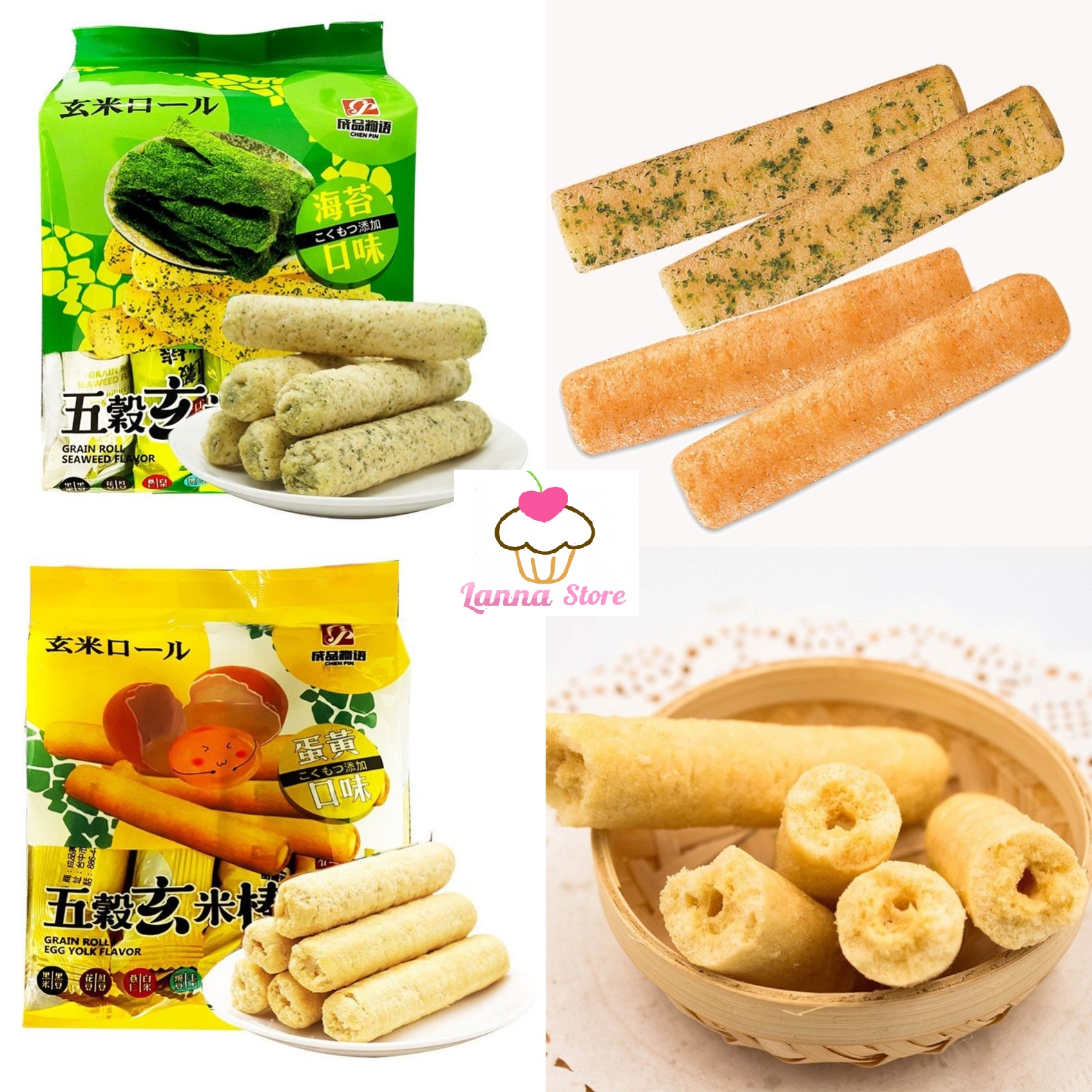 [HCM]Bánh cuộn giòn vị rong biển / trứng muối gói 160gr - Đài Loan