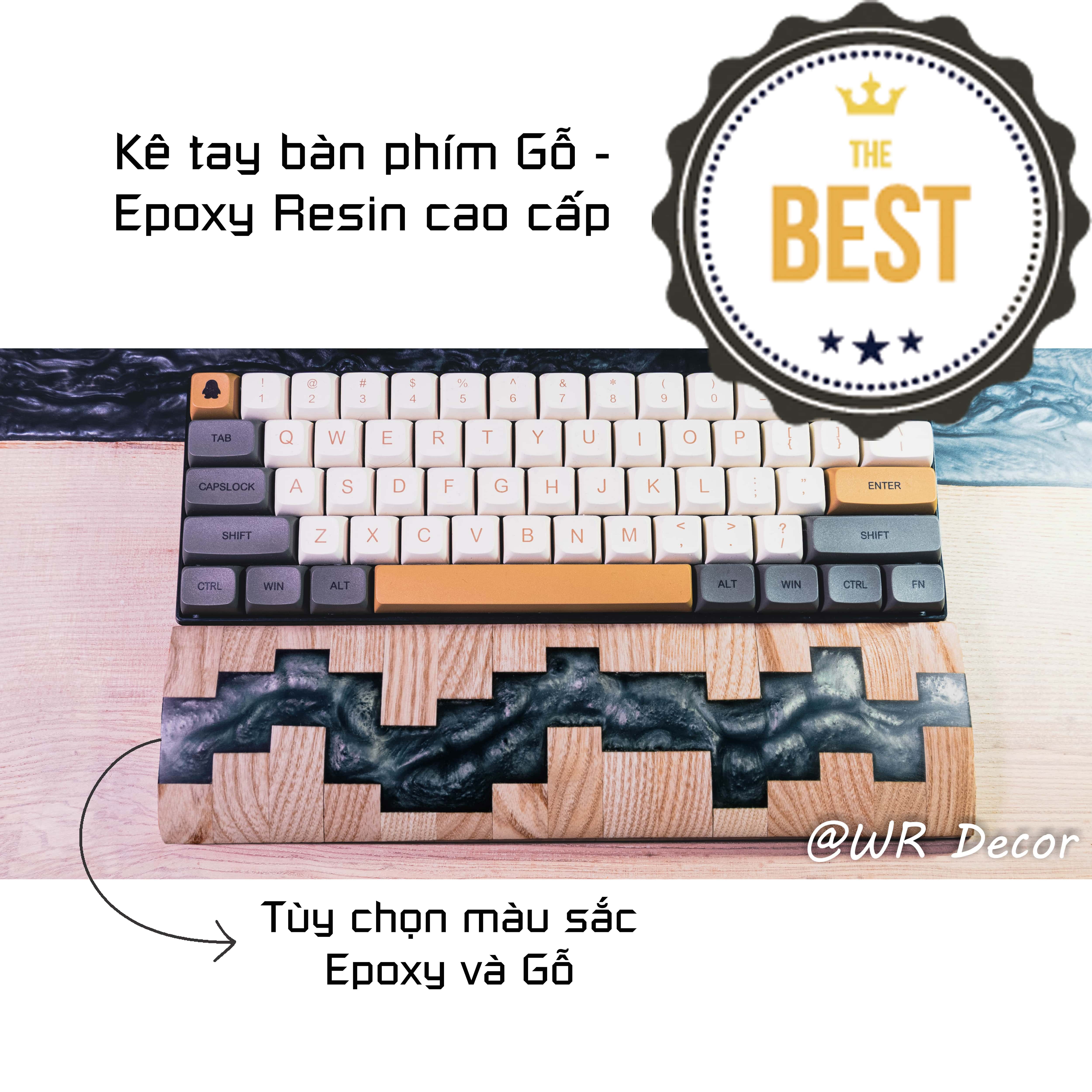 Kê tay bàn phím - Gỗ kết hợp Epoxy Resin cao cấp by WR Decor