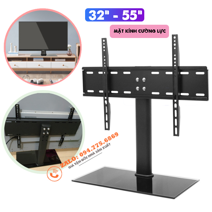 [Mặt Kính Sang Trọng] Chân Tivi Để Bàn 32 - 55 Inch Chân Đế Tivi Đa Năng Mặt Kính Cường Lực - Model: DZ55