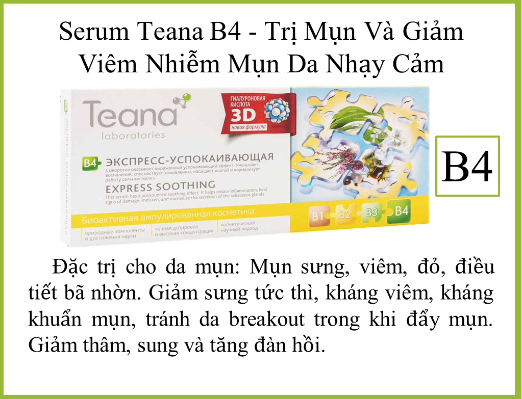 Teana b4 loại bỏ mụn và giảm viêm nhiễm mụn da nhạy cảm