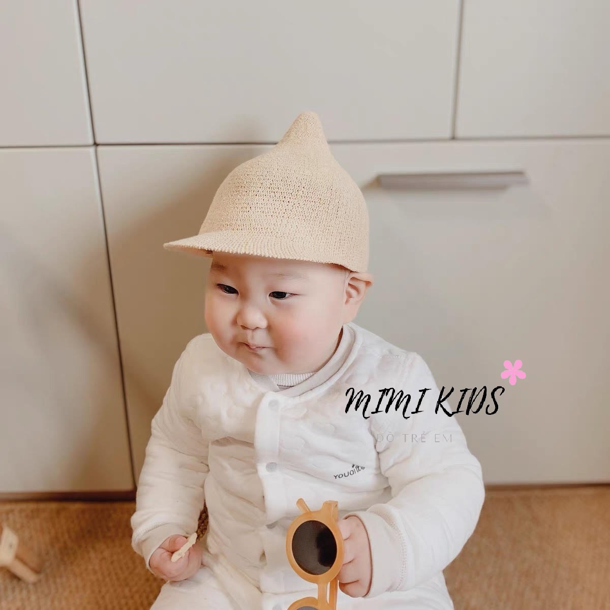 Mũ cói cho bé (6-18m) Mimi Kids hình củ tỏi dễ thương