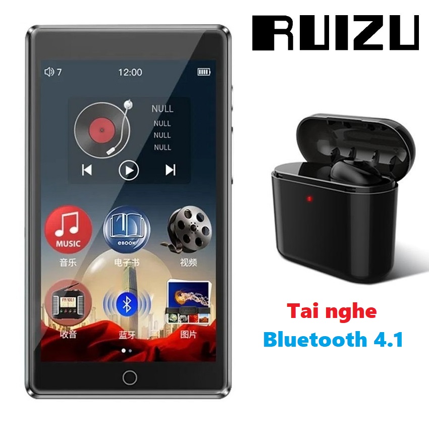 ( Tai nghe không dây cao cấp ) Máy nghe nhạc MP3 RUIZU H1 Màn hình cảm ứng Kết nối Bluetooth Dung lượng 8GB kèm tai nghe nhạc không dây - Máy nghe nhạc MP3/MP4 kết nối Bluetooth Ruizu H1 bộ nhớ trong 8GB + Tai nghe nhạc Bluetooth 4.1