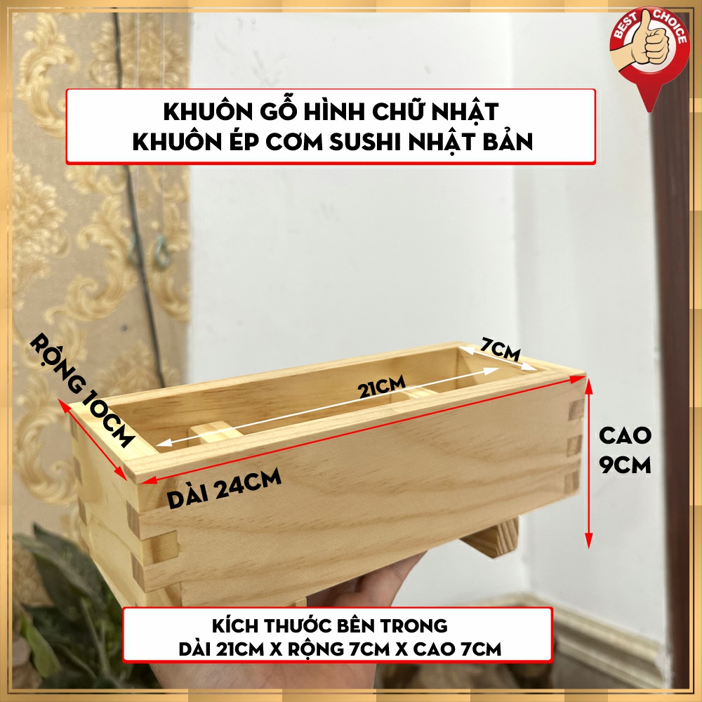 [Gỗ Việt Mỹ Nghệ] Khuôn Ép Cơm Sushi Bằng Gỗ Hình Chữ Nhật Cơm Cuộn Dụng Cụ Làm Cho Nhà Bếp Hàng - Gỗ tự nhiên