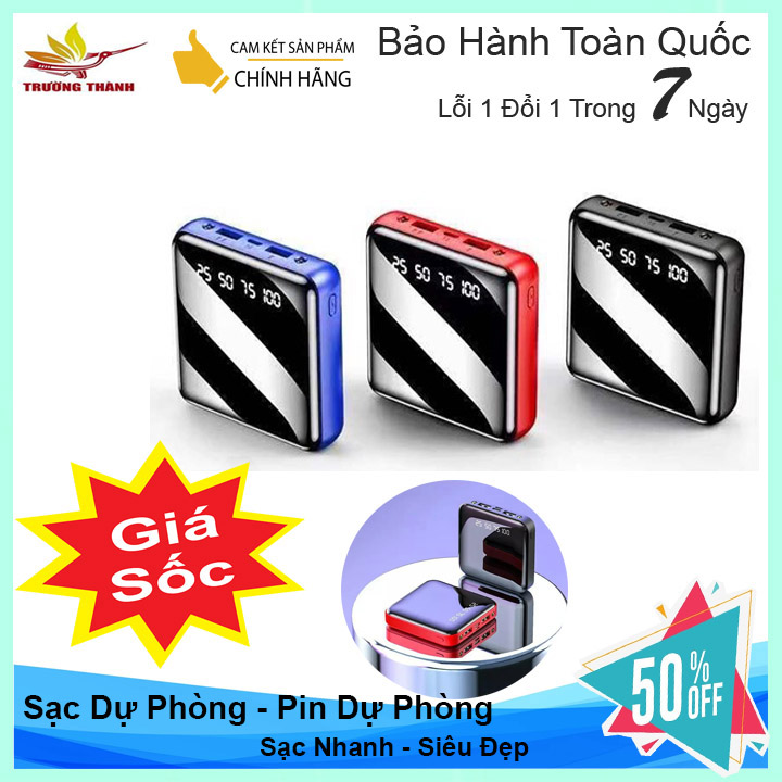 Sạc Dự Phòng Có Gương Và Đèn Pin Mẫu Mới 2020