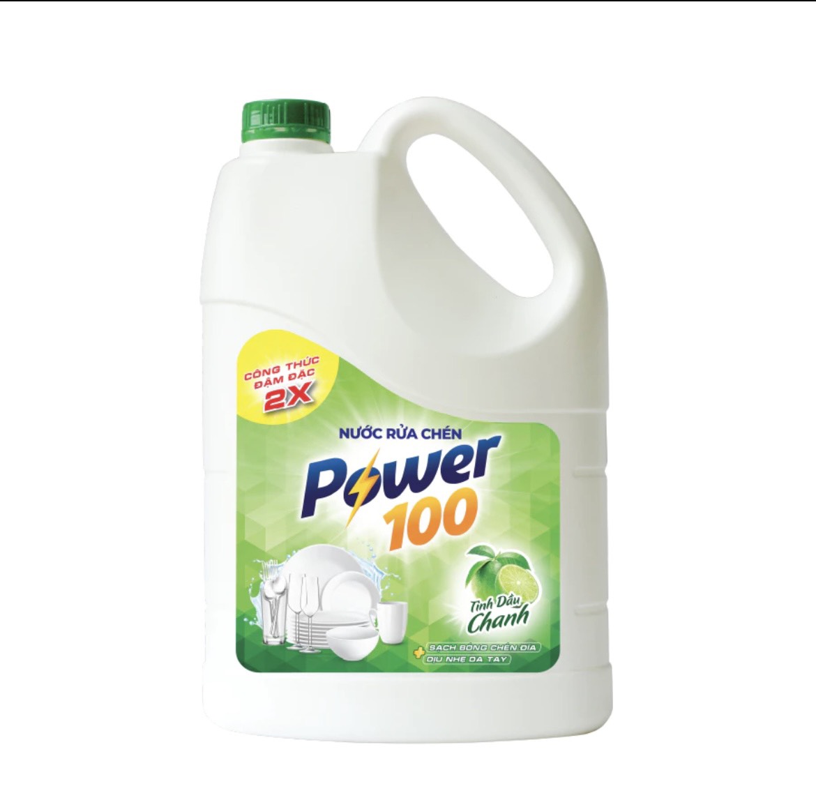Nước rửa chén power100 hương chanh can 1.5 kg