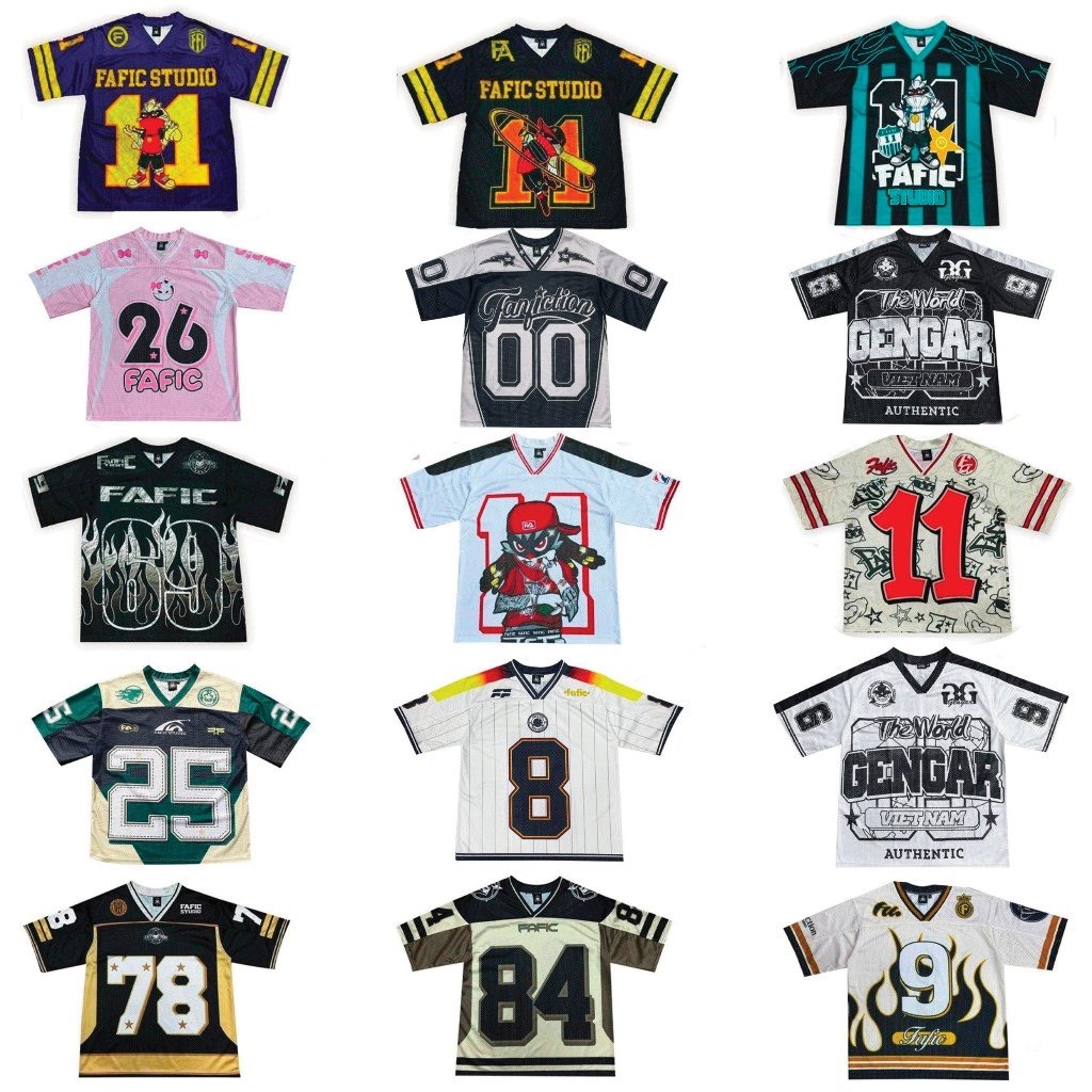 Áo Thun FaFic Thể Thao 11 Hình Mascot Jersey Unisex Vải Thun Lưới Mè Mặc Mát