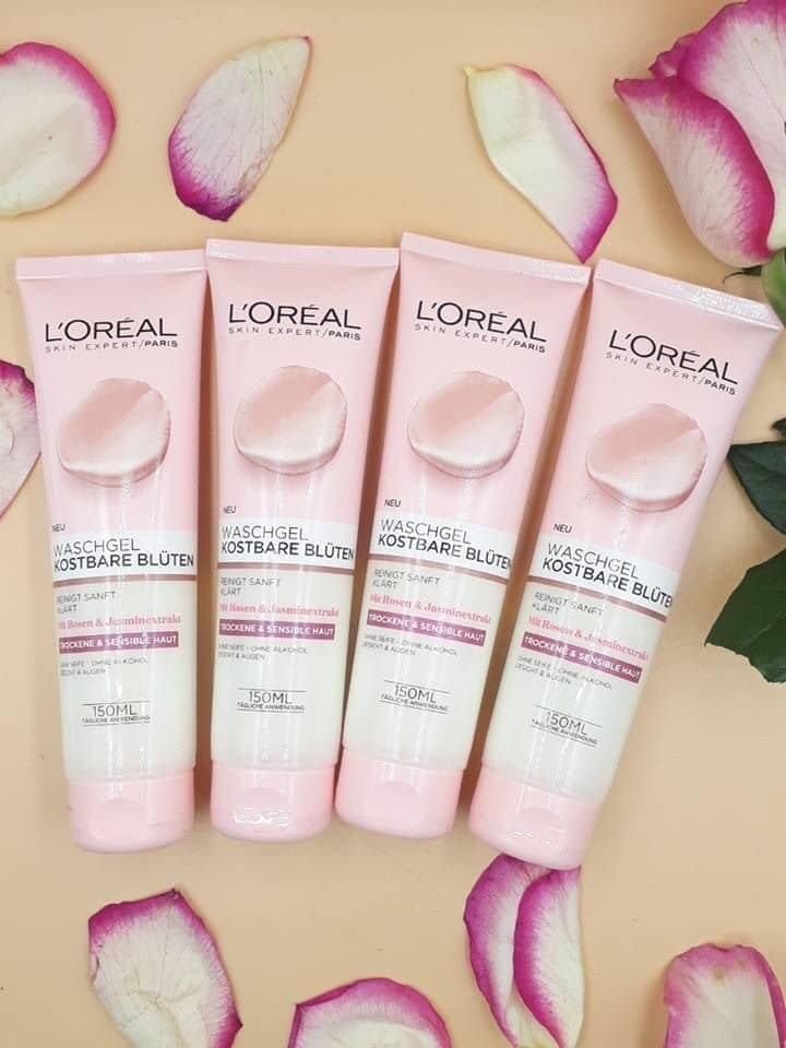 Sữa rửa mặt l'oreal kosbare blüten dạng gel chiết xuất hoa hồng & hoa nhài- 150ml