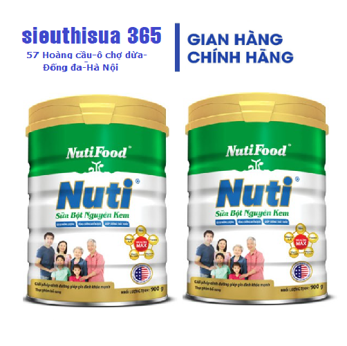 Combo 2 hộp Sữa bột nguyên kem NUTI của NutiFood 900 Gr : dinh dưỡng dành cho gia đình