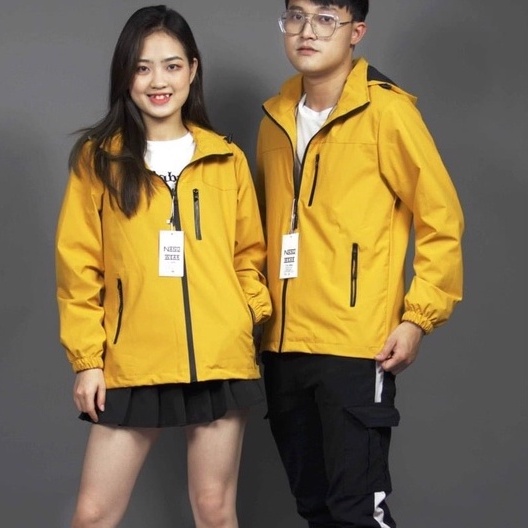 Áo khoác gió đôi nam nữ 2 lớp lót lưới cao cấp chống nước, cản gió 4 màu cơ bản