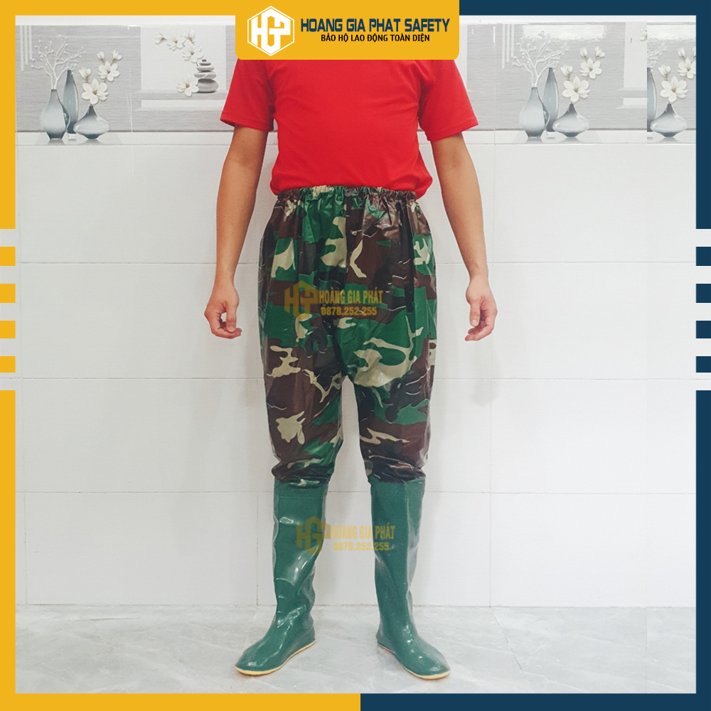 Ủng quần rằn ri đế cứng lội nước, đi cấy, làm ruộng, câu cá tiện lợi chống thấm nước