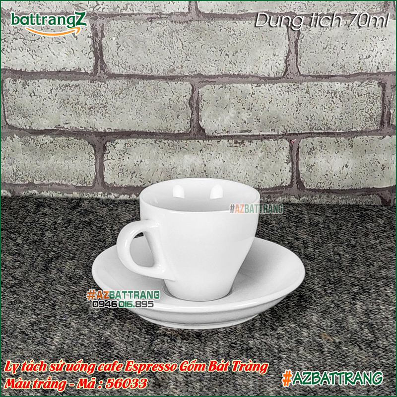 [70ML] Ly tách sứ uống cafe Espresso sứ trắng thấu quang Bát Tràng