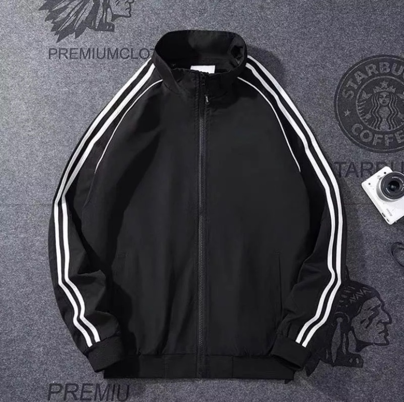 Áo Khoác Dù Nam Nữ 2 Lớp Dây Kéo Phong Cách Hàn Quốc Phối 2 Sọc Tay Áo Siêu Hot Trend 2022(CÓ SẴN)_AM