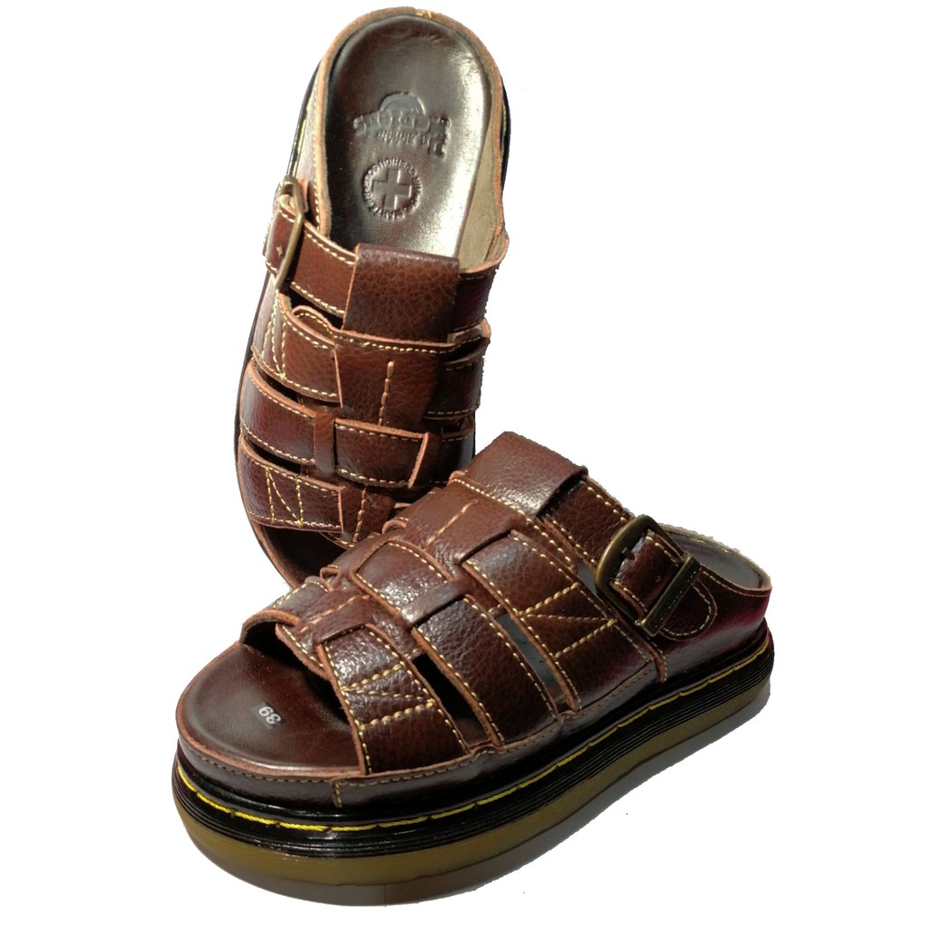 Dép nam quai ngang doctor dr.martens da bò cao cấp hàng vnsx - đế lót da bò - mã d7rp