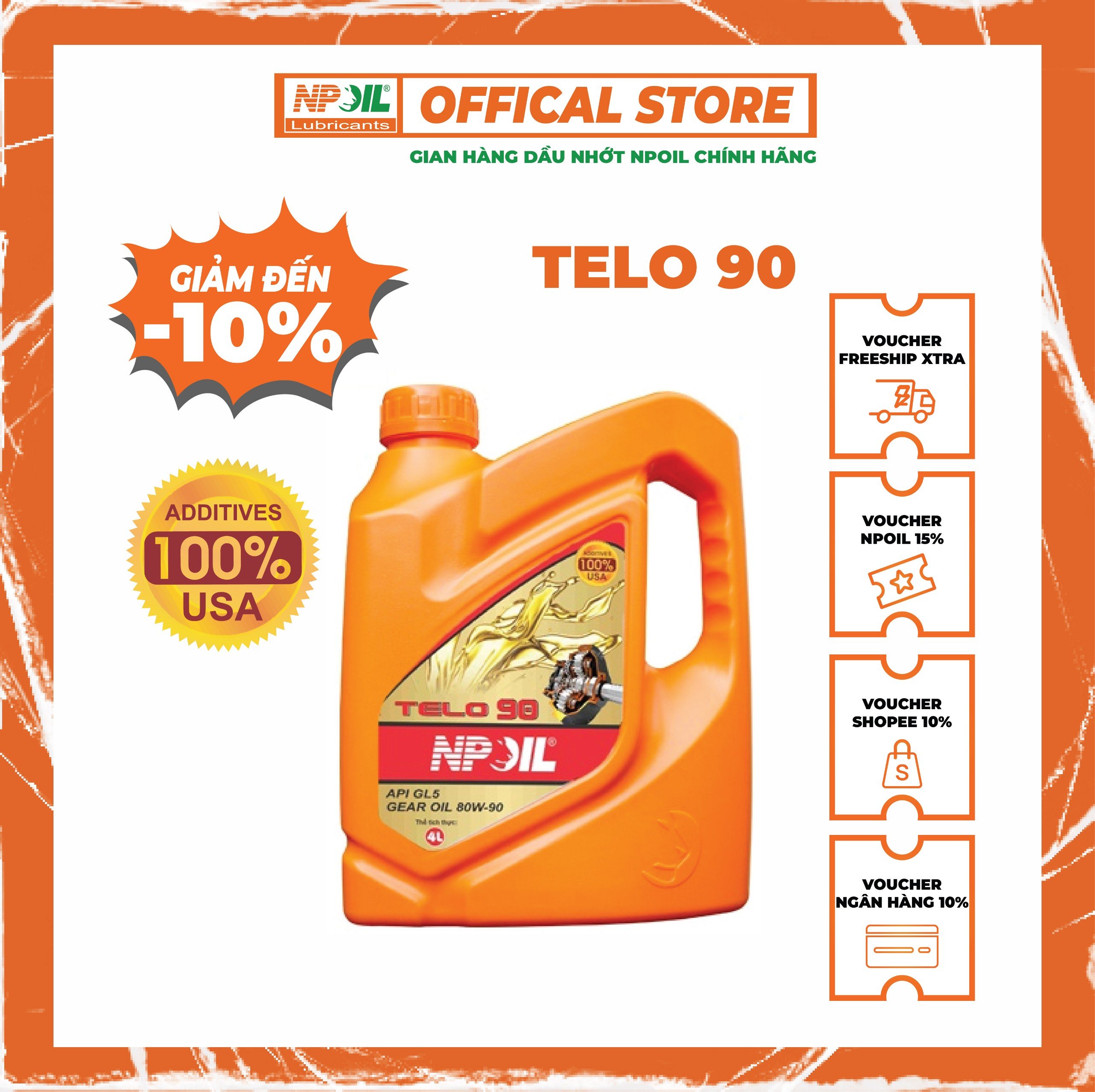 Dầu cầu hộp số TELO 90/140 - API GL4/GL5 - Can 4 Lít Giá 673,141 Đồng*Miễn phí vận chuyển