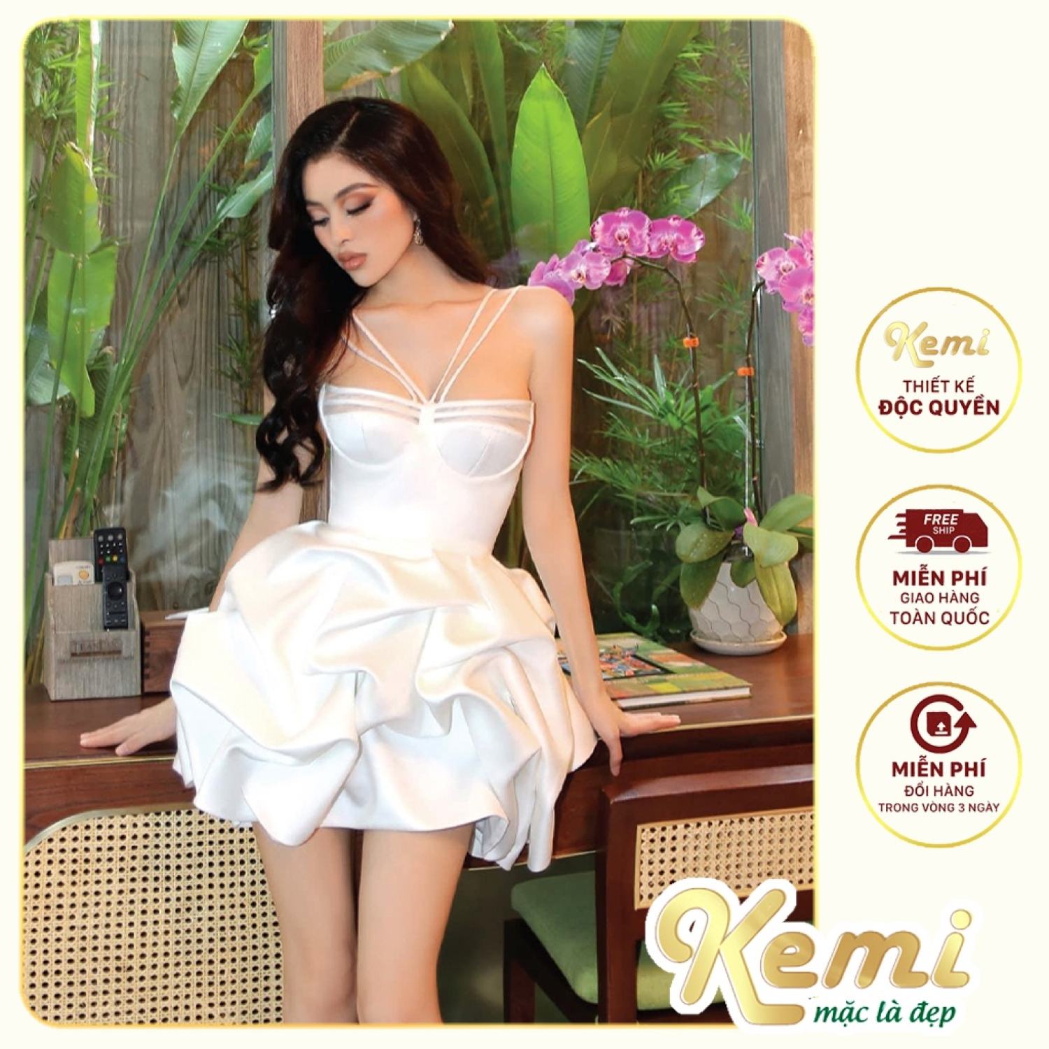 Váy đầm cúp ngực 2s chất tafta cao cấp Kemi dáng bồng xòe chữ A hɑck dáng đỉnh kout