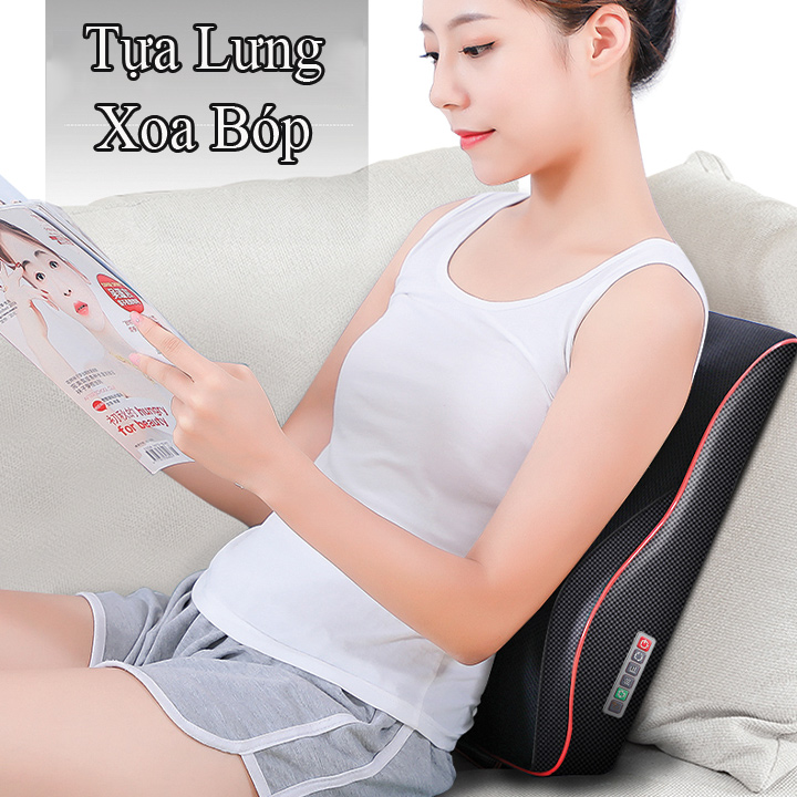 Gối massage kiêm Tựa Lưng đa năng gia đình, xe hơi, văn phòng, tiện lợi, tích hợp hồng ngoại cùng chế độ massage 16 bi thư giãn cổ vai gáy cùng phần lưng dưới, hàng chính hãng