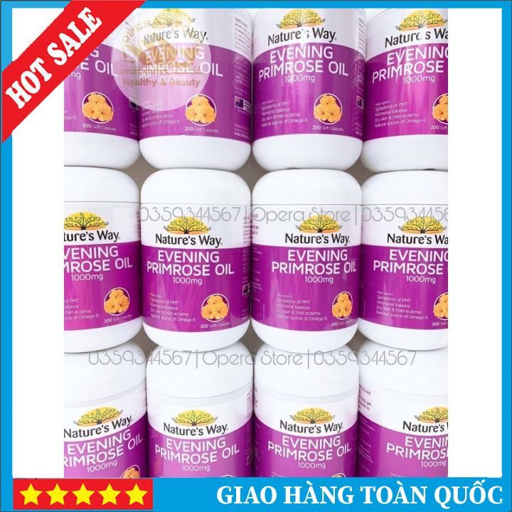 Tinh dầu hoa anh thảo hộp 200 viên nature's way evening primrose oil 1000mg - giữ mãi thân hình săn chắc, thon gọn quyến rũ