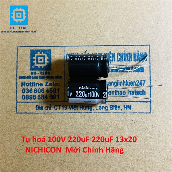 Túi 15 chiếc tụ hoá 100v 220uf 220uf 13x20 nichicon chính hãng mới 100%
