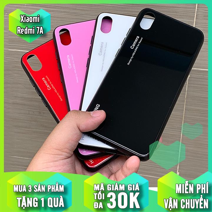 Ốp lưng kính cho Xiaomi Redmi 7A - Mặt kính cứng + viền dẻo