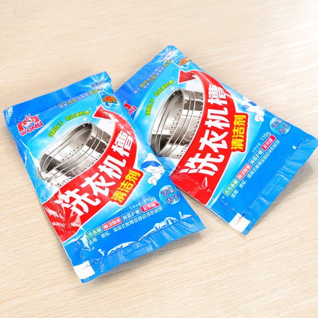Bộ 2 gói bột vệ sinh tẩy trắng lồng giặt, bột tẩy lồng máy giặt Womu, túi bột tẩy lồng máy giặt, bột tẩy đa năng