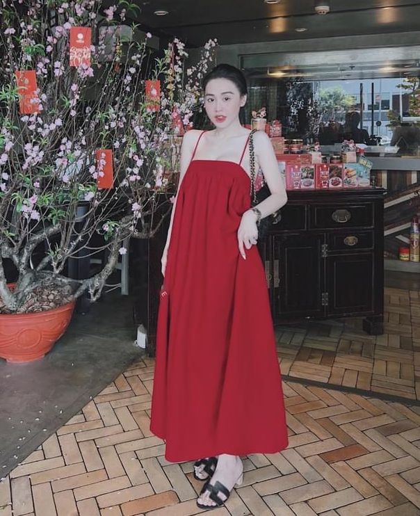 Đầm Maxy - Váy Cami 2 Dây Cúp Ngực Chất Đũi Lụa - Hàng Đẹp Form Rộng Dưới 68kg