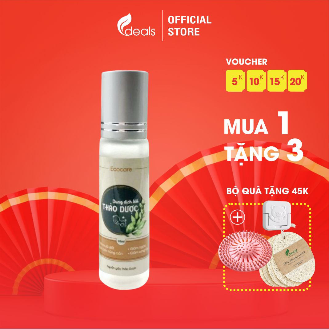 Dung dịch bôi Thảo Dược làm lành vết muỗi đốt, ngăn côn trùng cắn ECOCARE 10ml - Làm dịu da, hết ngứa, giảm sưng tấy, an toàn trẻ nhỏ