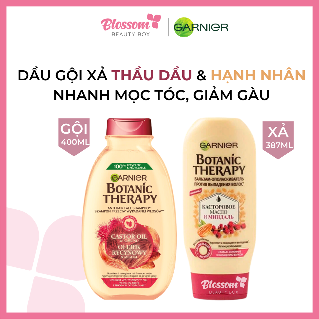 Dầu gội giúp nhanh mọc tóc, giảm gàu Garnier Botanic Therapy dầu thầu dầu castor oil & hạnh nhân