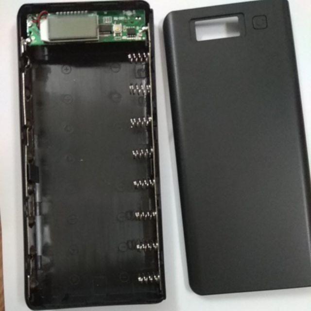 Box sạc dự phòng 8 cell dùng pin 18650 có LCD hiển thị dòng sạc (Đen, chưa pin)