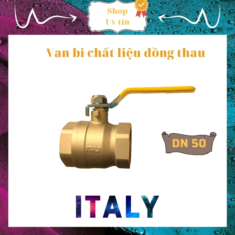 Van bi italy phi 60 van nước khoá nước tay gạt chất liệu đồng thau