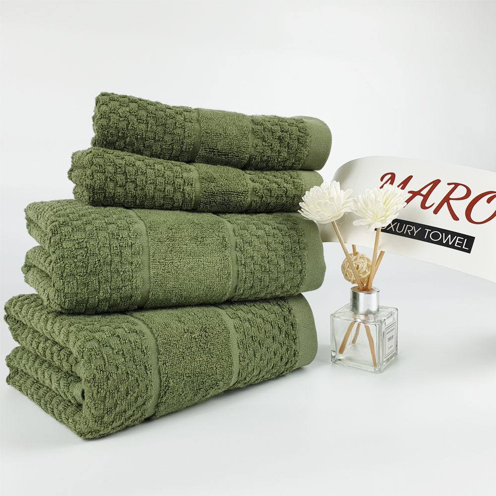 [COMBO] Khăn Cao Cấp Sợi Tre Màu Xanh Rêu Kẻ Ô, dày dặn, mịn màng, không phai màu, thấm hút tốt, Khăn tắm khổ lớn 60x120cm, Khăn Xuất Khẩu