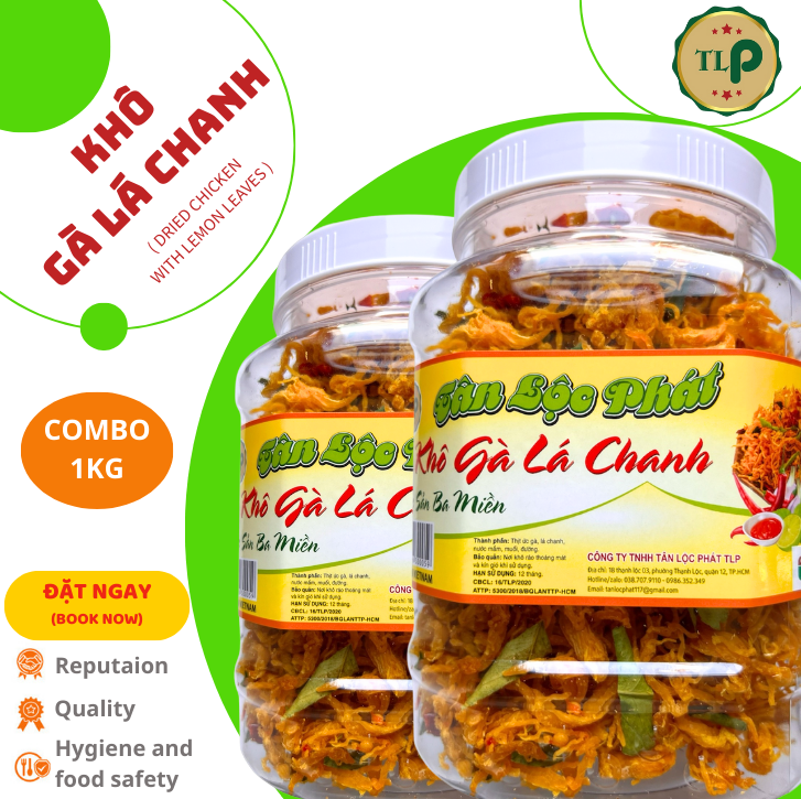 KHÔ GÀ LÁ CHANH TÂN LỘC PHÁT 1KG - COMBO 2 HŨ 500G