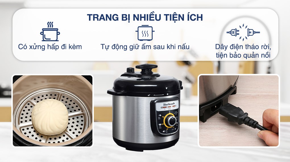 Nồi áp suất điện bluestone pcb-5639 6 lít hàng chính hãng