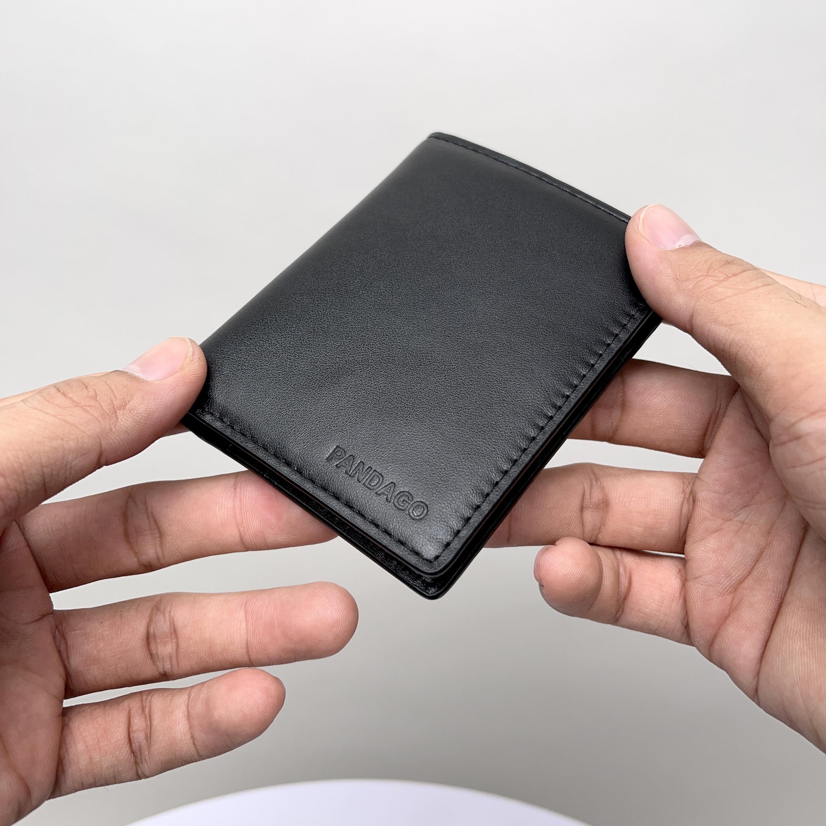 Ví nam gập đôi PANDAGO Mini 06 da thật dáng đứng nhỏ gọn bỏ túi nhiều ngăn
