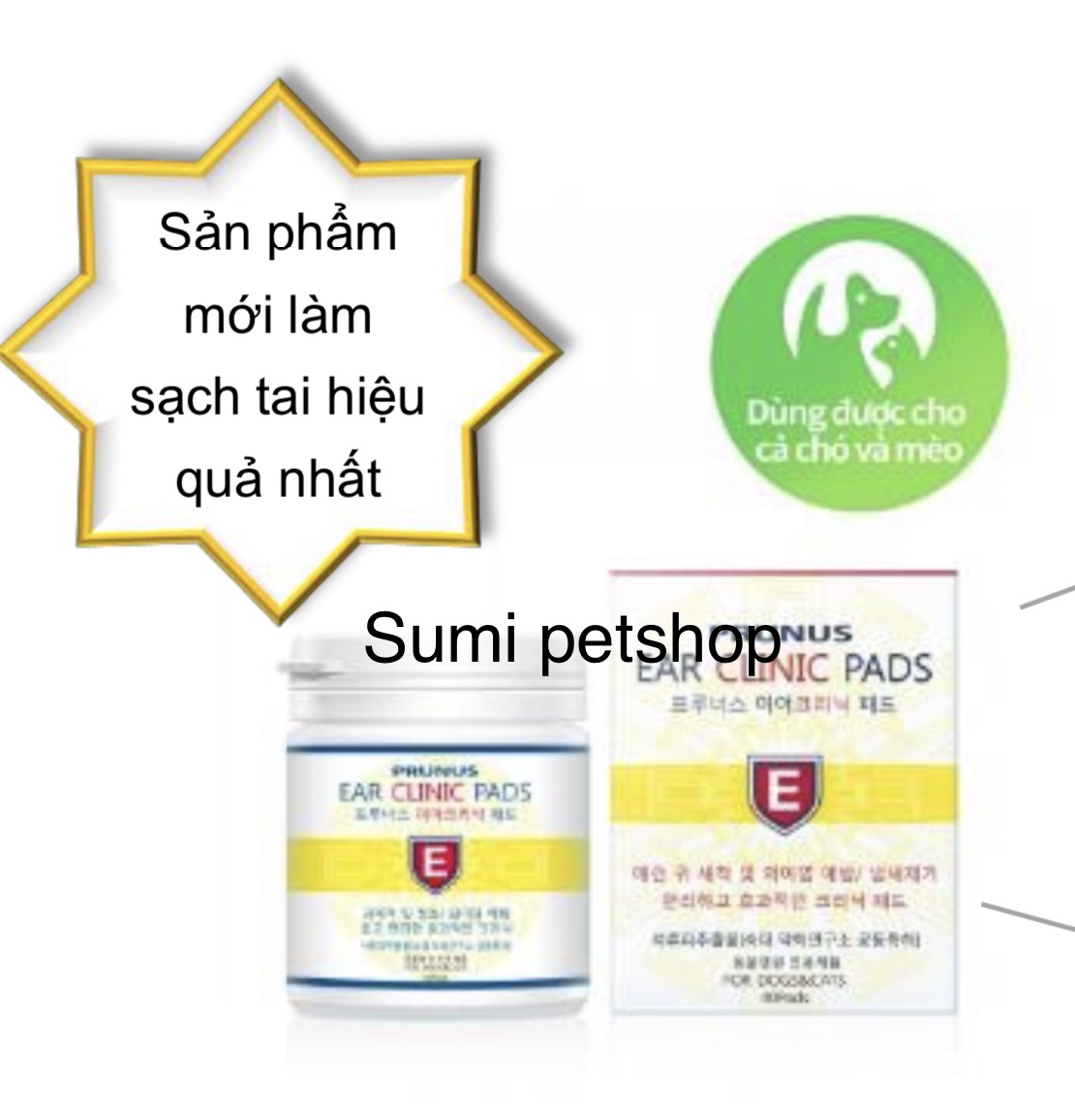(40 pads) bông y tế vệ sinh tai cao cấp cho thú cưng Prunus Ear clinic Pad For Pet