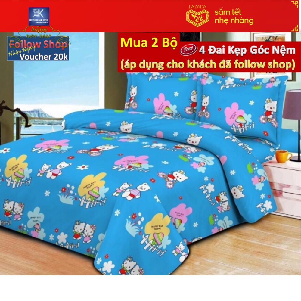 Bộ chần bông 5 món chăn ga gối kitty công viên 180x200