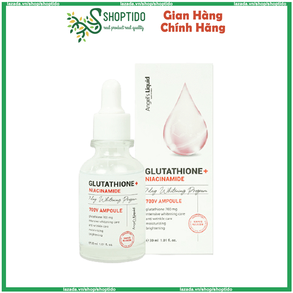 Huyết thanh truyền trắng xoá mờ thâm nám Angel Liquid Glutathione Plus Niacinamide 700 V-ampoule 30ml