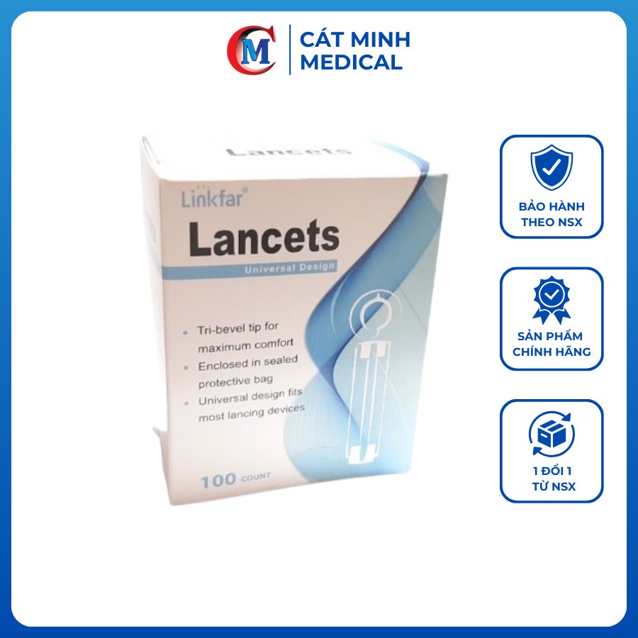 Hộp / 100 Kim lấy máu tiểu đường Linkfar Lancets đầu tròn