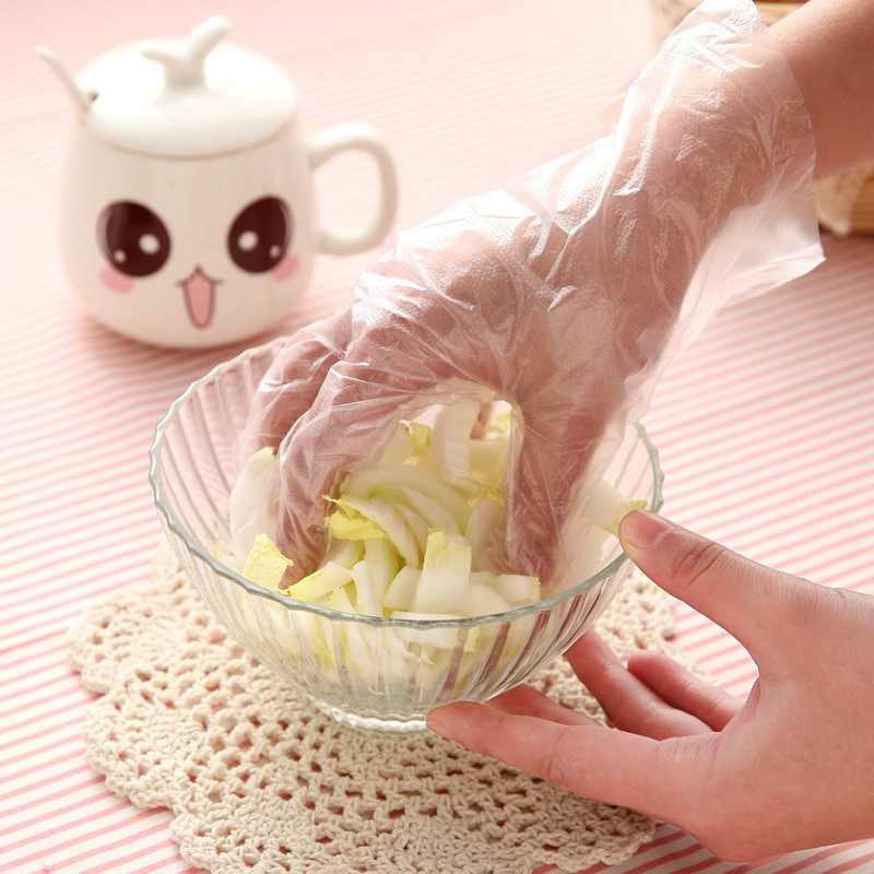 Bộ 100 chiếc găng tay nilon dùng 1 lần, găng tay bảo vệ tay, găng tay 1 lần, đồ dùng nhà cửa, Tuancua
