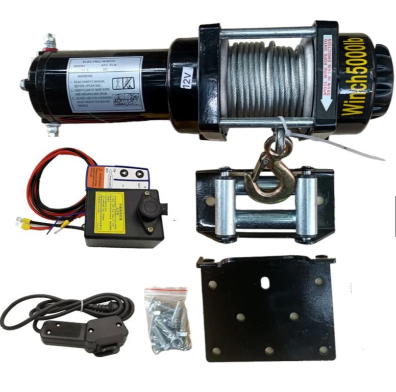 Tời Điện 12v, Tời cứu hộ ô tô 5000lbs trọng tải kéo 2400kg điều khiển từ xa