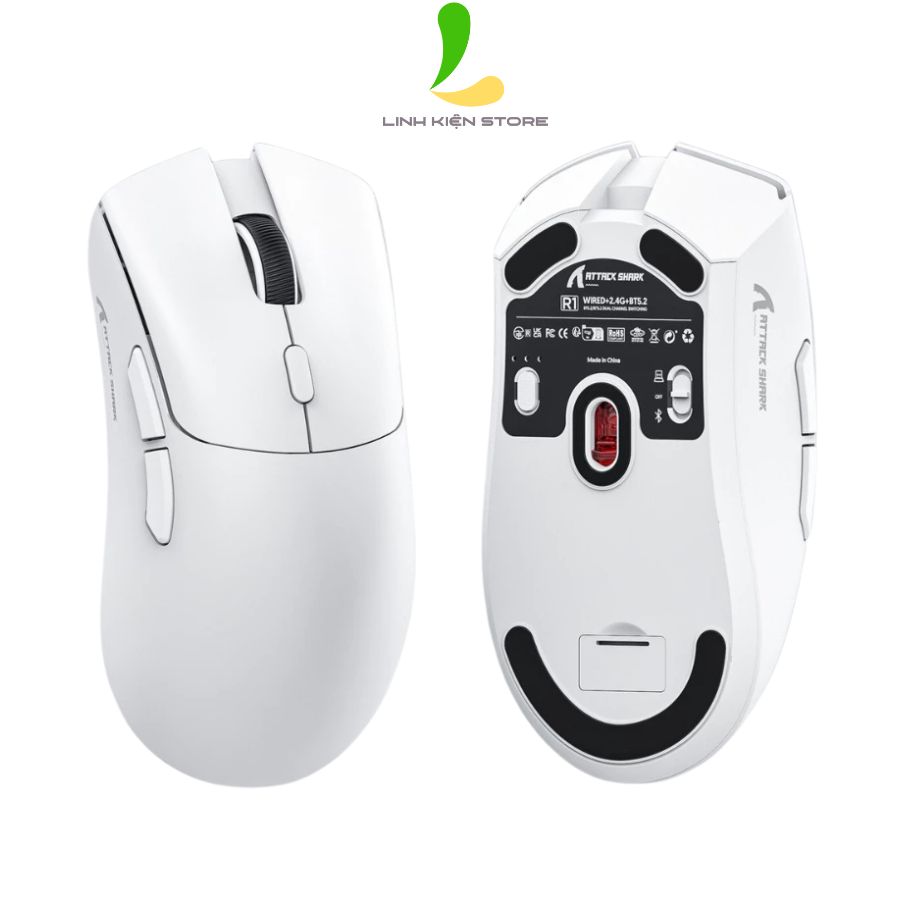 Chuột Gaming Không Dây Ziyou Attack Shark R1 - Chuột Siêu Nhẹ Chip Paw3311 Cực Mạnh 3 Chế Độ Kết Nối
