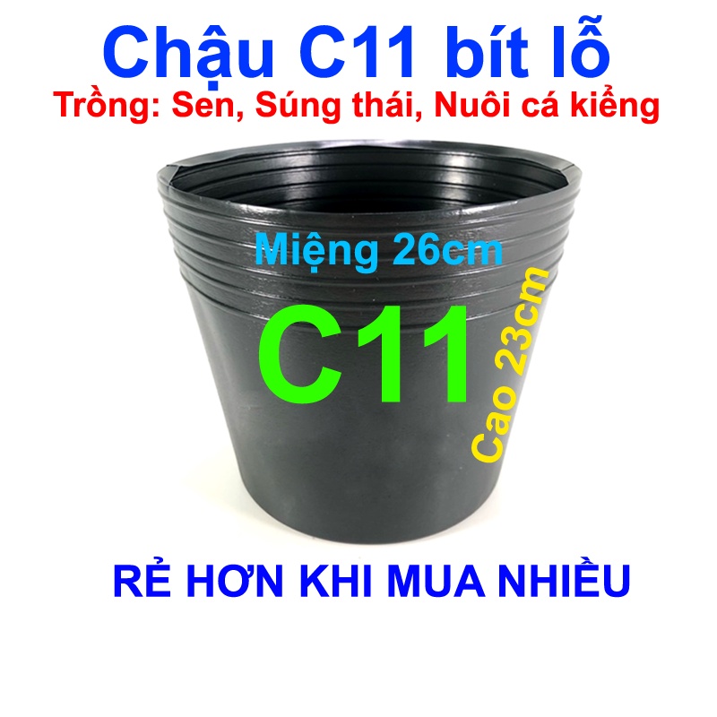 Chậu nhựa trồng cây C11 bít lỗ chậu trồng sen mini, nuôi cá