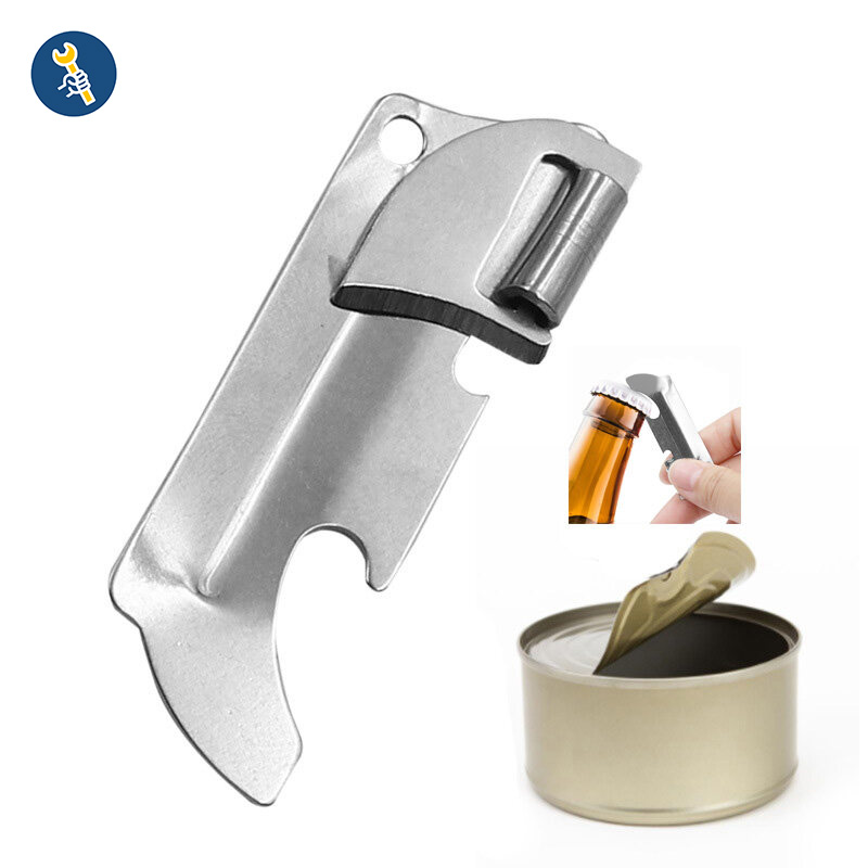 Thép không gỉ đa năng Can Opener Folding Mini Bottle Opener Tiện ích di động