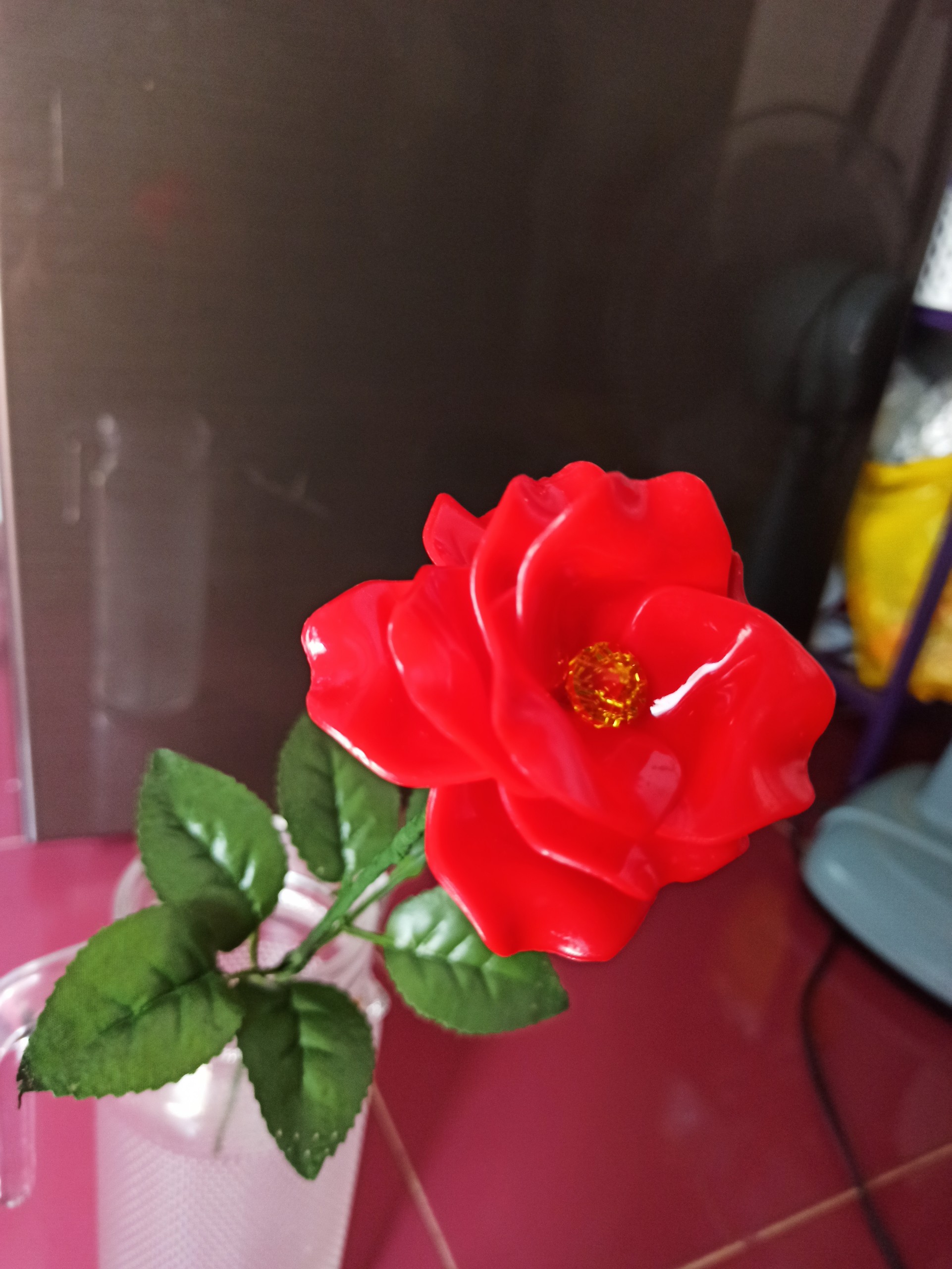 Hoa giả - Hoa Hồng rực rỡ bền màu với thời gian - 1 cành