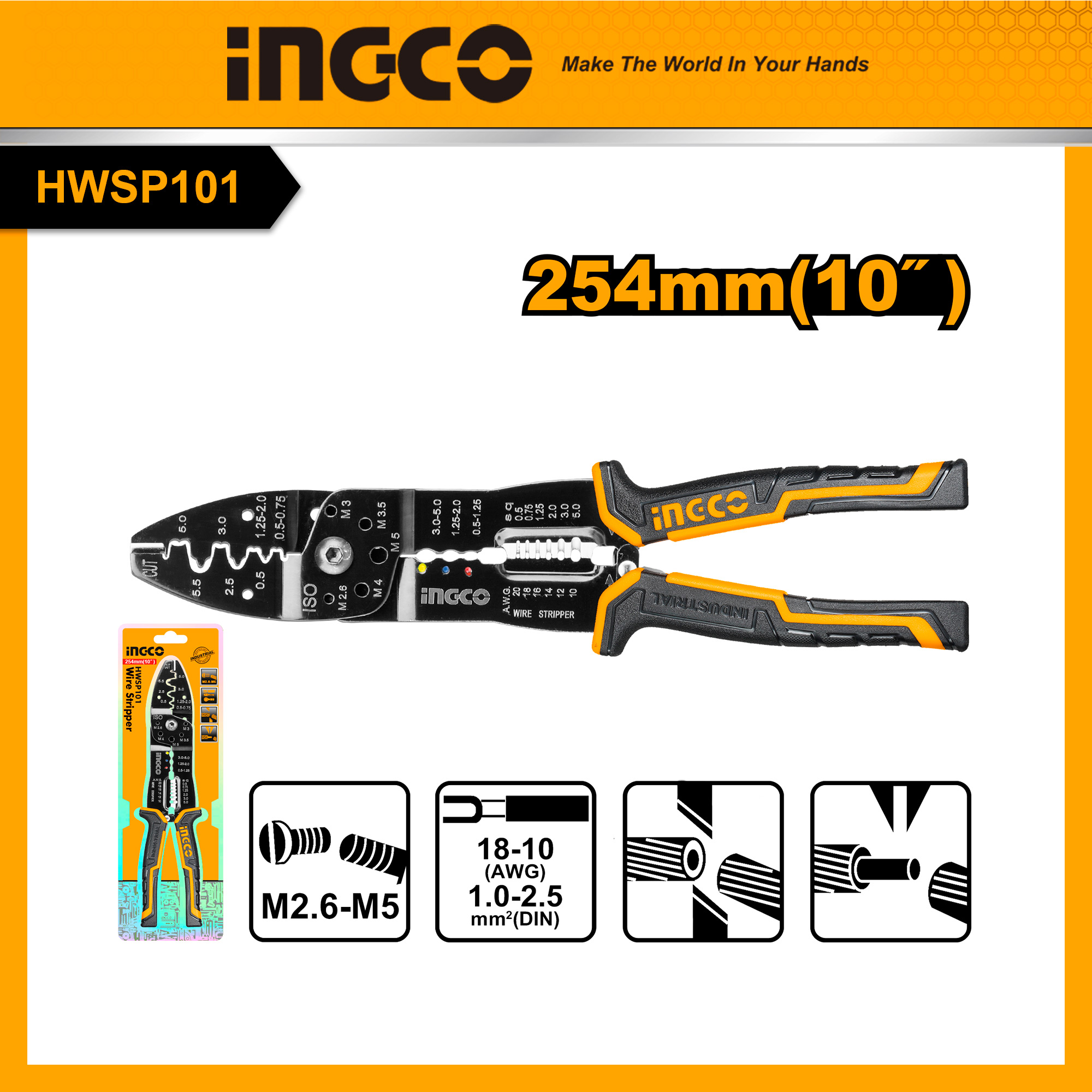 Ingco hwsp101/hwsp851 kềm tuốt dây điện đa năng