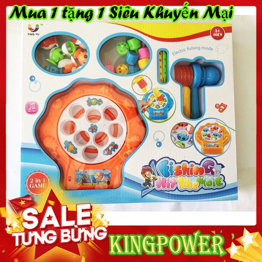 Đồ Chơi Câu Cá Và Đập Chuột 2 in 1 693 KINGPOWER - Kết Hợp 2 Chế Độ Chơi, 8 Con Cá + 8 Con Chuột, Quay Tròn Phát Nhạc Vui Nhộn, Chơi 2 Người - Đồ Chơi Câu Cá Cho Bé, Đồ Chơi Đập Chuột